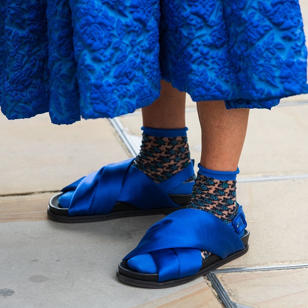 Open-toe shoes with socks