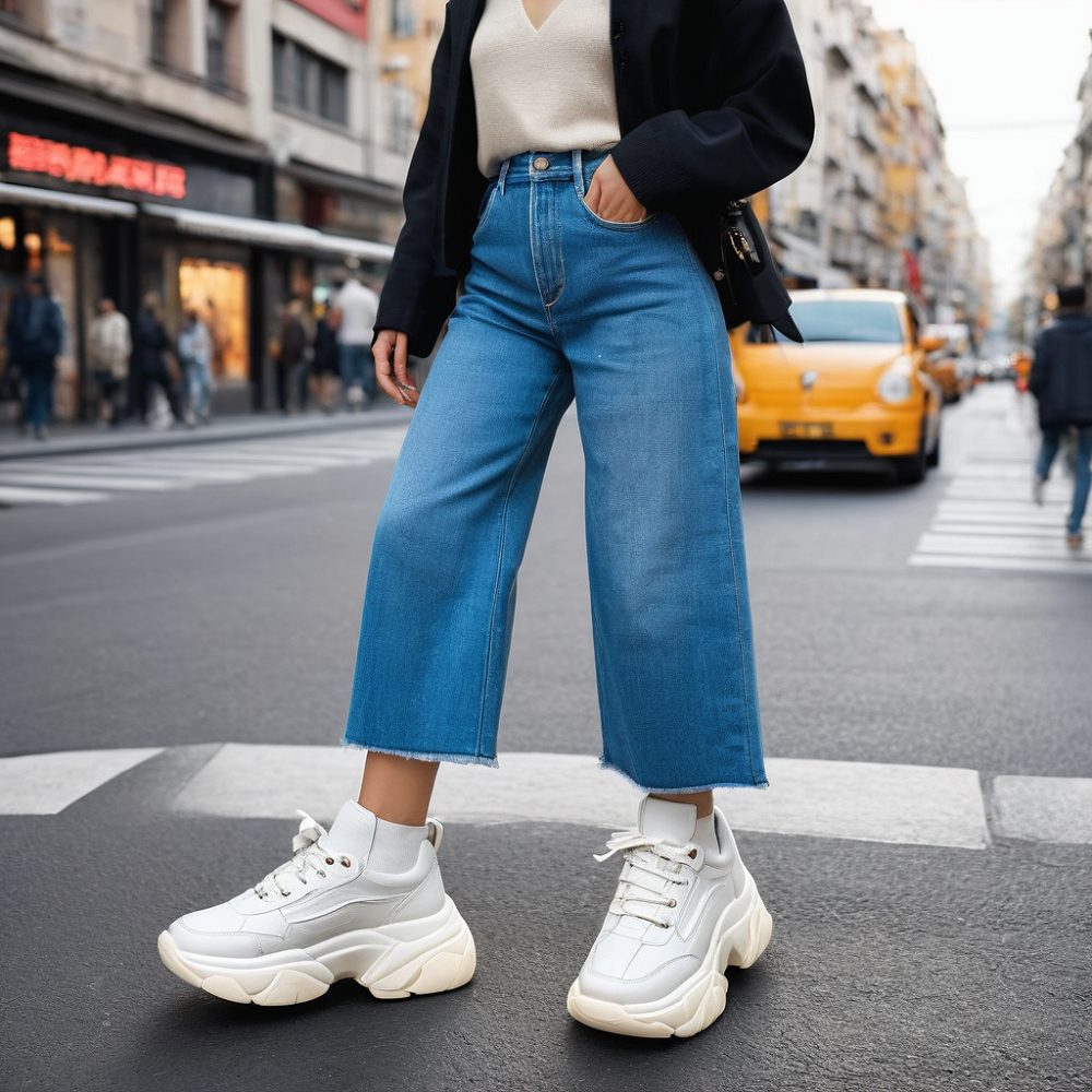 Stylish Chunky Sneakers to pair with wide-leg jeans